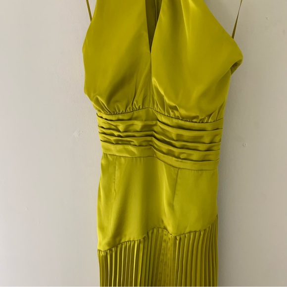NWT Amur Dixon Dress Citrine Green Halter Pleated Sz 2 - Picture 10 of 11